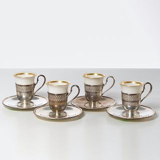 (4) Tiffany & Co. / Lenox demitasse cups & saucers