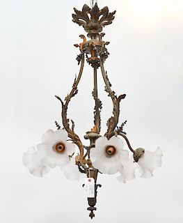 Belle Epoque six-arm bronze chandelier