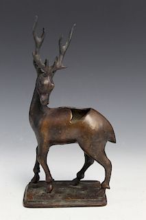 Chines Antique Bronze Deer Incense Burner.