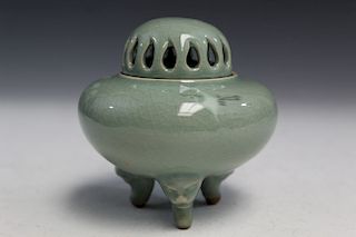 Korean Celadon Porcelain Incense Burner.