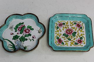Two Enameled Chinese dishes.