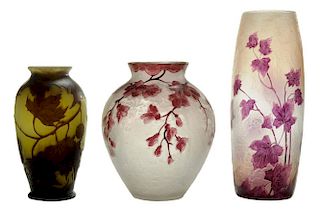 Three Legras Cameo Glass Vases
