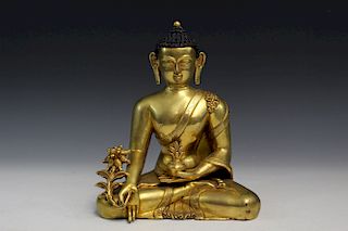 Chinese gilt bronze buddha statue.
