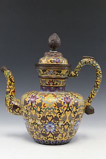 Chinese cloisonne teapot.