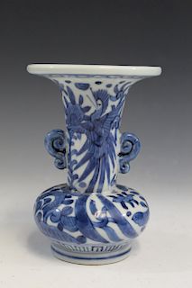 Chinese blue and white porcelain vase.
