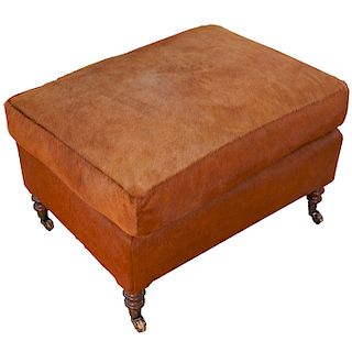 Contemporary Animal Hide-Upholstered Ottoman