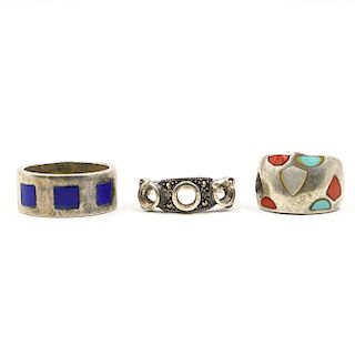(3 Pc) Sterling Silver Rings