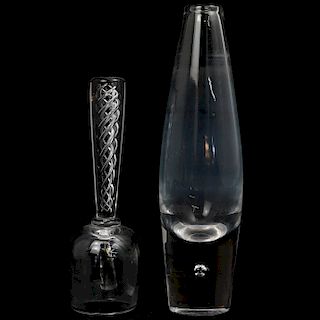 (2 Pc) Steuben Glass Dinner Bell and Vase