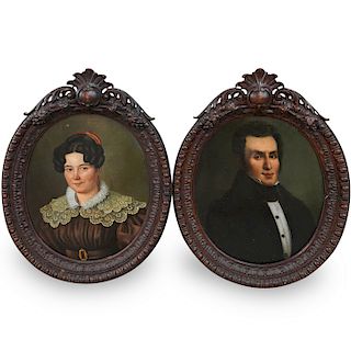 Pair of 19th Cent. Oil On Canvas Portraits