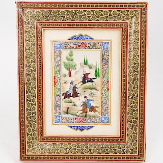 Framed Persian Picture Frame Painting On Bone