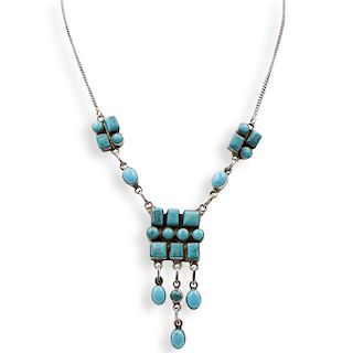 Sterling Silver and Turquoise Stone Necklace