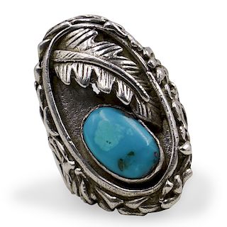 Southwestern Navajo Turquoise Inlay Ring