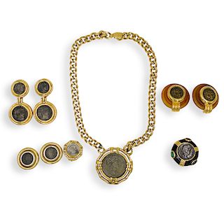 (10 Pc) Ciner Gold Tone Roman Coin Jewelry