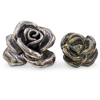 (2 Pc) Sterling Silver Floral Ring