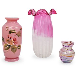 (3 Pc) Lot Art Glass Vases