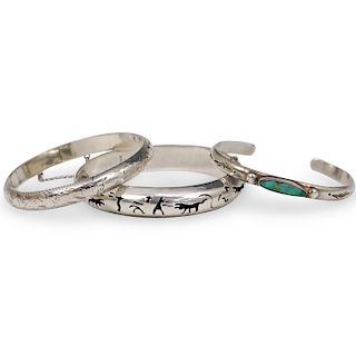 (3 Pc) Sterling Silver Cuff Bracelet