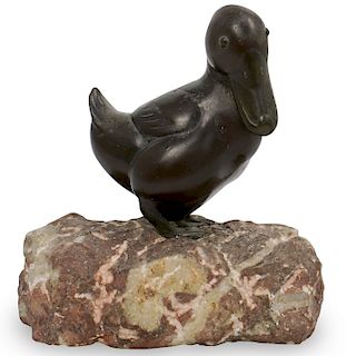 Continental Bronze Duck on Stone Base