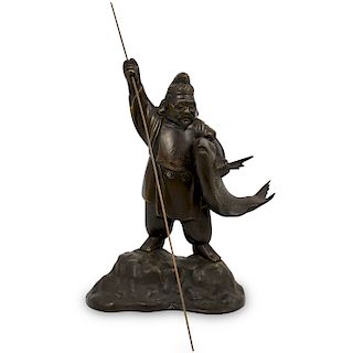 Cast Bronze Statue of a Japanese Fisherman