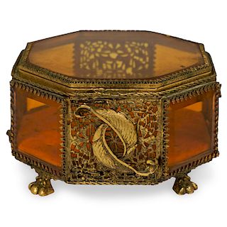 Victorian Ormolu Gilded Jewelry Box Casket