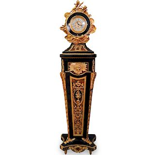 Large Imperial Style Gilded Metal and Wood Clock