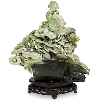 Chinese Carved Jade Floral Sculpture