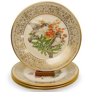 (4 Pc) Lenox Porcelain "Eastern Phoebes" Plates