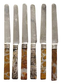 Six Coin Silver Dessert Knives with