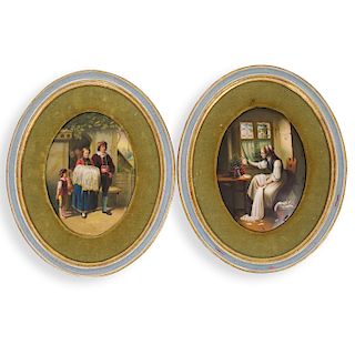 Pair Of Continental Painted Porcelain Plaques
