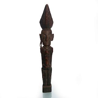 AFRICAN CARVED WOOD STATUE, MALE WITH LARGE PHALLUS