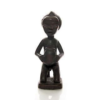 HAND CARVED AFRICAN FIGURE, MAN WITH JUG
