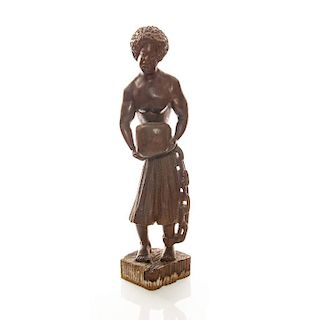 CARVED WOOD FIGURAL STATUETTE, AFRICAN SLAVE