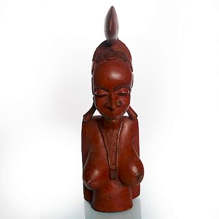 TRADITIONAL TRIBAL AFRICAN WOODEN SCULPTURE OF WOMAN