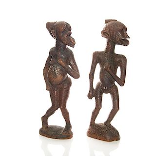 PAIR OF HAND CARVED AFRICAN MATERNITY STATUETTES