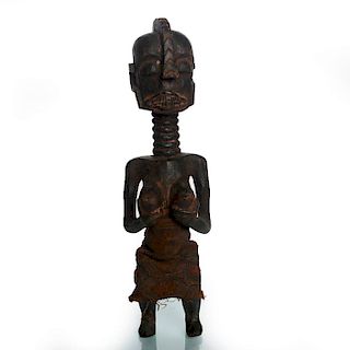 CARVED WOOD AFRICAN FERTILITY STATUE