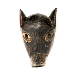 VINTAGE AFRICAN TRIBAL WOODEN PIG WALL MASK