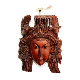 VINTAGE CHINESE HANDCRAFTED WOODEN WALL MASK