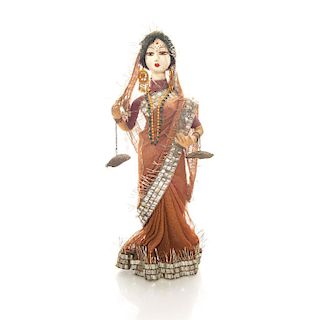 VINTAGE INDIAN HINDU DOLL WITH BRIDAL DRESS
