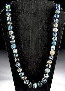 9th C. Islamic Glass Eye Bead Necklace - Superb!