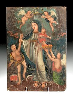 19th C. Mexican Retablo - Madre Santisima de la Luz