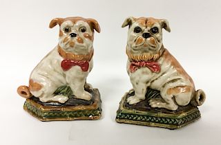 Pair of Pottery Bulldogs