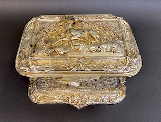 19th Century French Silver Gilt Jewelry Casket