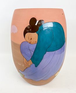 R.C. Gorman Peras Terracotta Vase