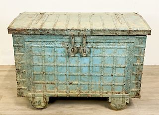 Blue Painted Provincial Indian Strongbox