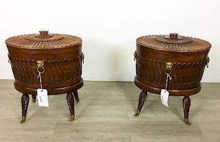 Pair of Regency Style Mahogany Oval Cellarettes