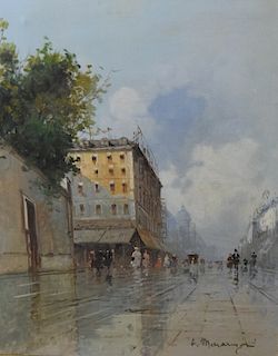 Continental Oil Painting of a Street Scene