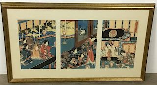 Utagawa Kunisada Triptych Woodblock Print