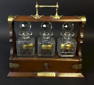 3 Bottle Oak Tantalus Set