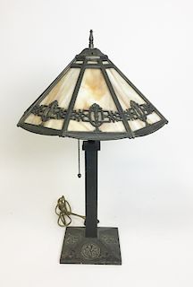 Signed Bradley & Hubbard Metal Overlay Table Lamp