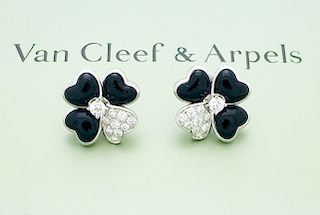 Van Cleef & Arpels Cosmos Black Onyx & Diamond Earrings