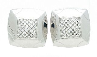 Bvlgari  18k White Gold  Diamond  25mm Earrings